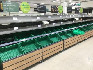 Illustration of empty shelves in my local supermarket