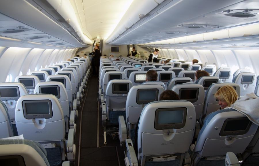 Inside an airliner